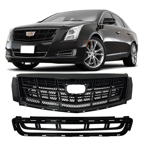 DURAFORCE Front Bumper Black Upper Grille Lower Grill 2PCS for 2013-2017 for Cadillac XTS
