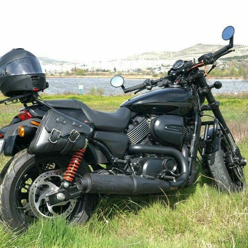 DURAFORCE New For Sportster 883 Dyna Moto PU Leather Luggage Tool Saddlebag Saddle Bags