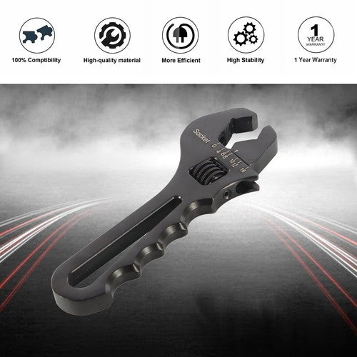 DURAFORCE Black Aluminum 3AN to 16AN Adjustable Wrench Tool Spanner For Hose End Fitting