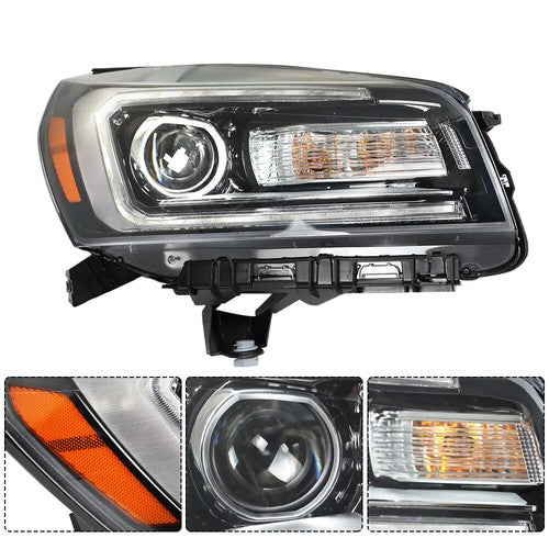 DURAFORCE Headlight For GMC Acadia 2013-2015 16 Driver&Passenger Halogen w/LED Tube Black