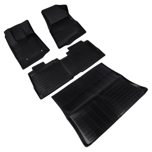 DURAFORCE Front and Second Row Trunk Floor Mats Liners Black for Chevy Equinox GMC Terrain