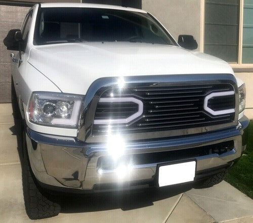 Chrome Grille Replacement Shell and Lights for 2010 2018 Dodge Ram 2500 3500 Big Horn