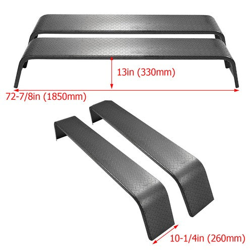 DURAFORCE (2) Tandem Axle Trailer Fenders Diamond Tread Plate For 13"-15" Tires 72" L