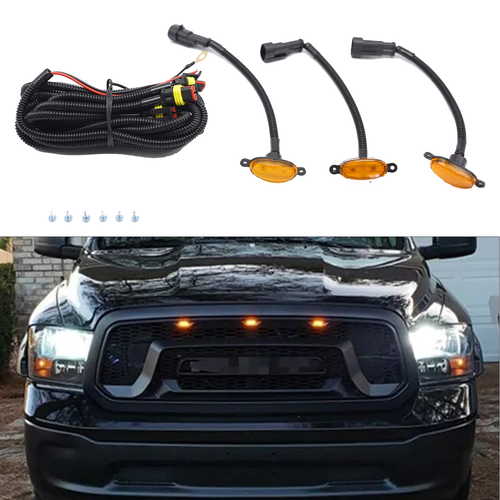 DURAFORCE Fit Dodge Ram 1500 2500 3500 Amber Lens LED Front Grille Running Light 3x