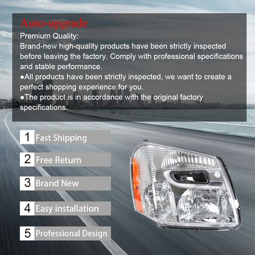DURAFORCE Headlight Assembly For Chevy Equinox 2005-2009 Headlamps Passenger Side Halogen