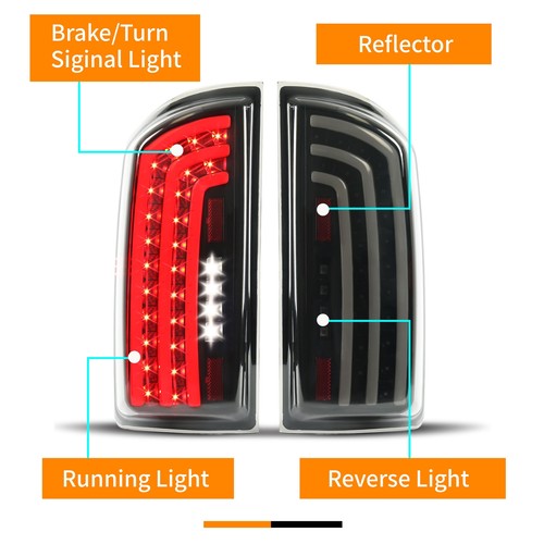 2007 2008 Dodge Ram 1500 2007 2009 Ram 2500 3500 Smoked LED Tail Lights Lamp