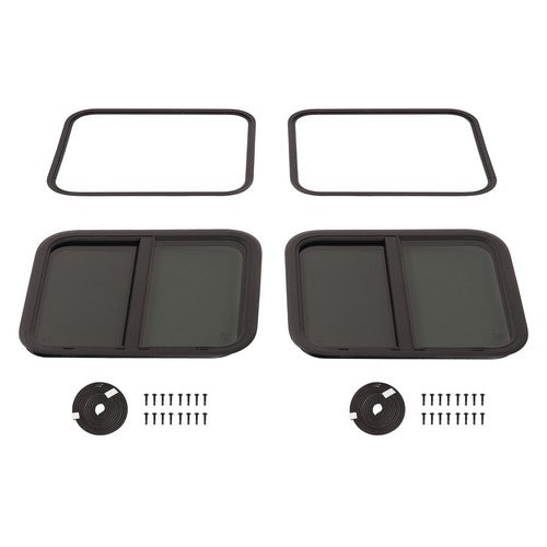 DURAFORCE 2X 24" W X 20" H RV Window W/ Trim Ring Horizontal Slide For RV Cargo Trailer