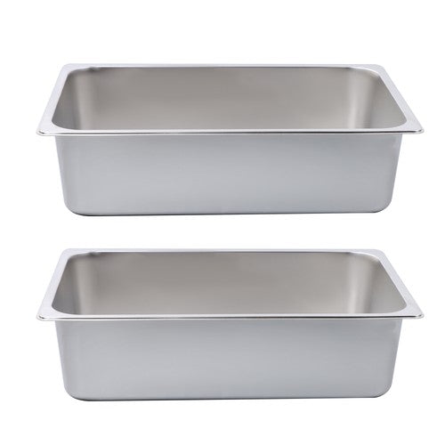 DURAFORCE Restaurant Steam Table Pans Full Size 2 Pack 6 Inch Deep Without Lid