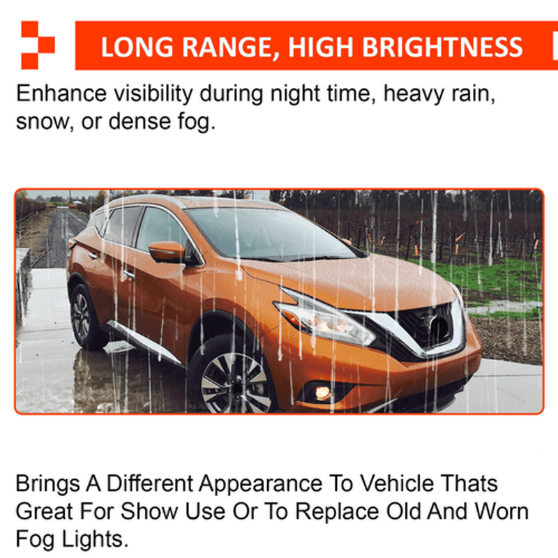 DURAFORCE For 2015-2018 Nissan Murano Fog Lights Lamps Pair Clear Lens w/Switch/Harness
