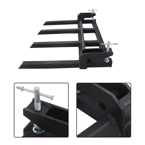 DURAFORCE 2500lbs 42" Clamp on Heavy Debris Fork for Tractor Skid Steer Buckets Universal