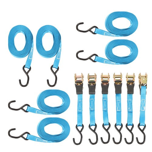 DURAFORCE Ratchet Strap 6 Pcs+Polyester 566lbs Fracture Strength 1700lbs 1in*20ft S Hooks