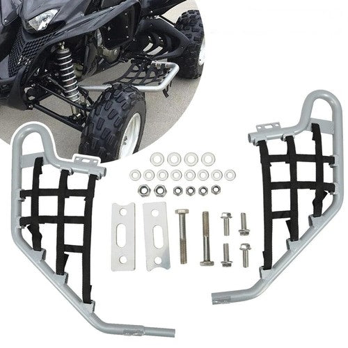 DURAFORCE Silver Pair Of Nerf Bars With Black Nets Set for Honda TRX 700XX 2008 2009