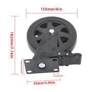 DURAFORCE 4 × 6" Heavy Duty Caster 360° steering Black W/Brake Quiet, Smooth