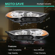 DURAFORCE Headlight Fit For Ford Fusion 2017-2019 Headlamps Driver + Passenger Side Pair