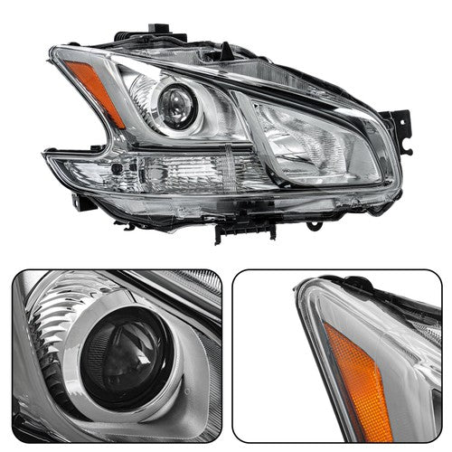 DURAFORCE For Nissan Maxima 2009-2014 Chrome Halogen RH+LH Headlights Assembly Projector