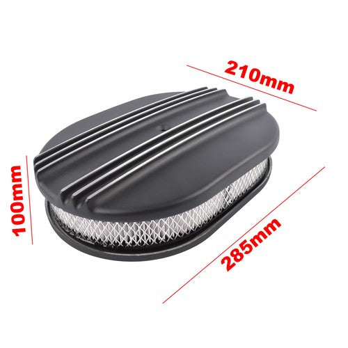 DURAFORCE Black Cast Aluminum Half Finned 12″ Air Cleaner Assembly for Chevy Mopar Classic