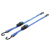 DURAFORCE Ratchet Strap*2 Steel+Polyester Blue Fracture Strength 2400lbs 1in*4ft S Hooks
