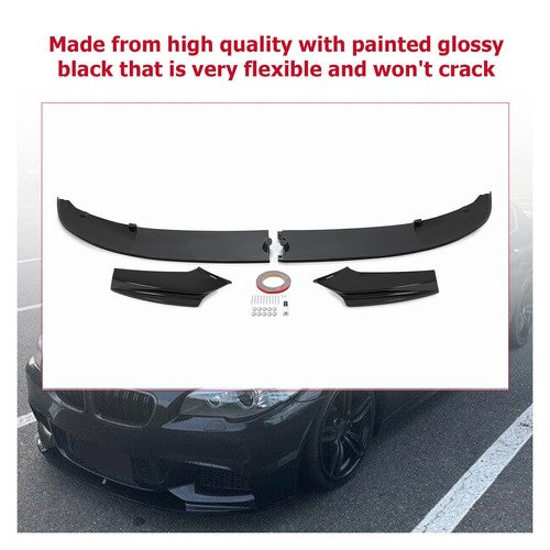 Front Bumper Lip Spoiler Splitter for 2011-2016 BMW F10 5 Series M Sport Gloss Black