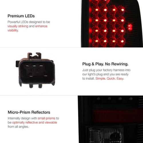 DURAFORCE Smoked Black LED Tail Light Lamp One Pair Fit For Dodge Ram 1500 2500 3500 02-06