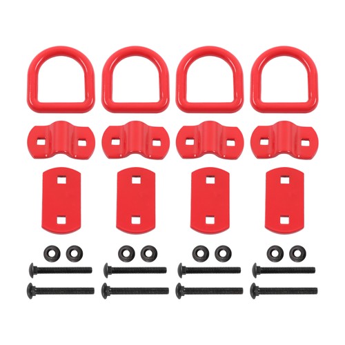 DURAFORCE 4 Pack 1/2 Inch Heavy Duty Bolt-On Forged D Ring 12000Lbs Break Strength Red