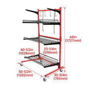 DURAFORCE 3-Shelf Storage Shelving Automotive Parts Cart Body Shop Tools Storage Rack