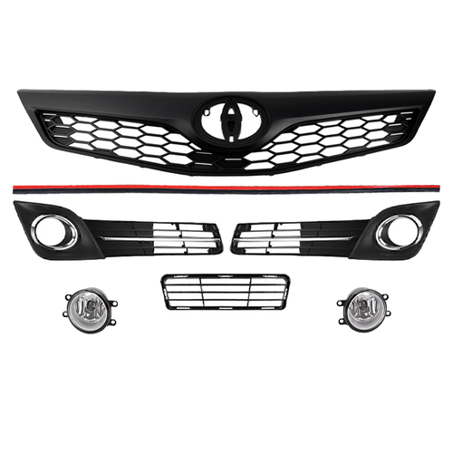 DURAFORCE For 2012-2014 Toyota Camry SE Upper & Lower Grille + Halogen Fog lights 6PCS