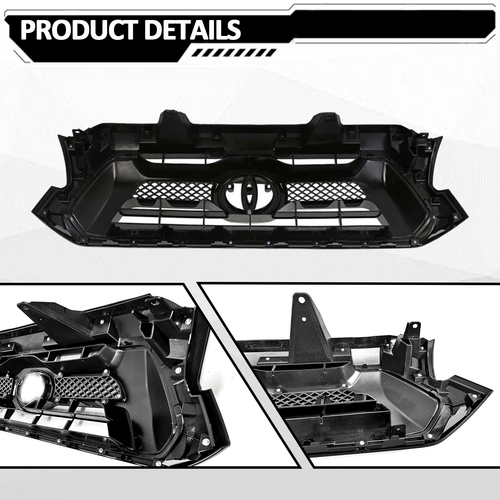 DURAFORCE Front Bumper Gloss Black Grille Grill for Toyota Tacoma 2012 2013 2014 2015