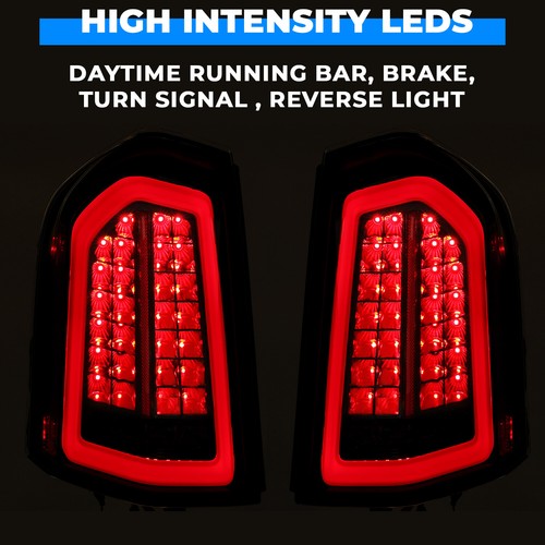 Full LED Taillights with LED Reverse Signal Black for 2011 2014 Chrysler 300