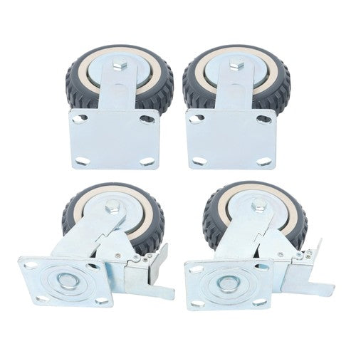 DURAFORCE 4 pieces of gray PU straight wheel polyurethane swivel wheels 2 straight wheels