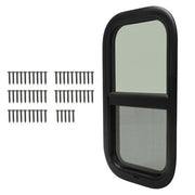 DURAFORCE 12" x 22" Vertical Slide RV Window w/Trim Ring & Mounting Kit For Cargo Trailer