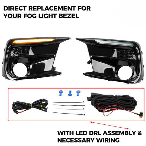 DURAFORCE For Subaru WRX STI 18-21 Switchback Sequential LED DRL Fog Light Cover Kit Bezel
