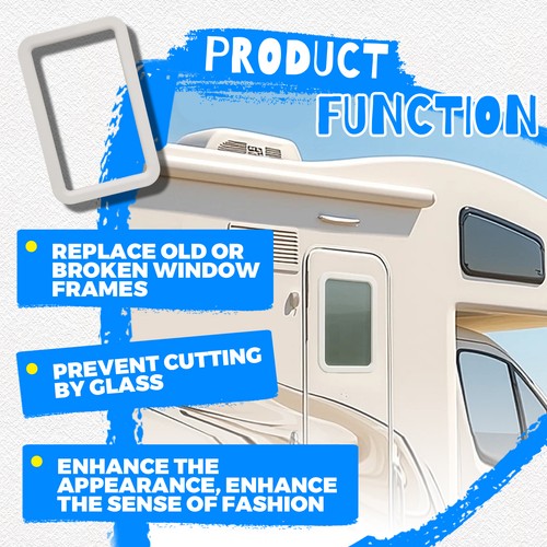 15.7 x 24.8 White RV Entrance Door Window Frame for Camper Trailer