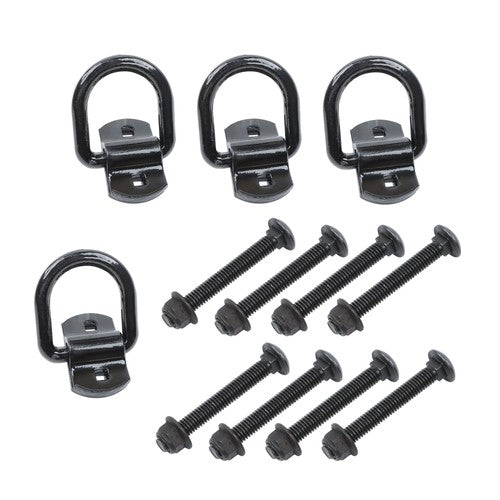 DURAFORCE 1/2" Heavy Duty Bolt-On Forged D Ring,12000Lbs Break Strength (Pack of 4) Black