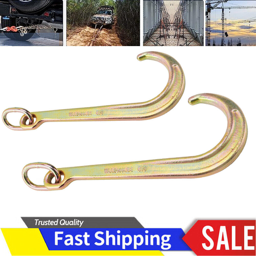 DURAFORCE (2) 15 Inch J Hook Chain Link Tow Axle Strap Wrecker Clevis WLL G70 5400LBS