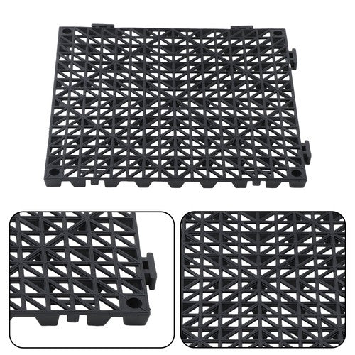 DURAFORCE 55PCS 12x12" Interlocking Drainage Floor Tiles Modular Interlocking Tile Black