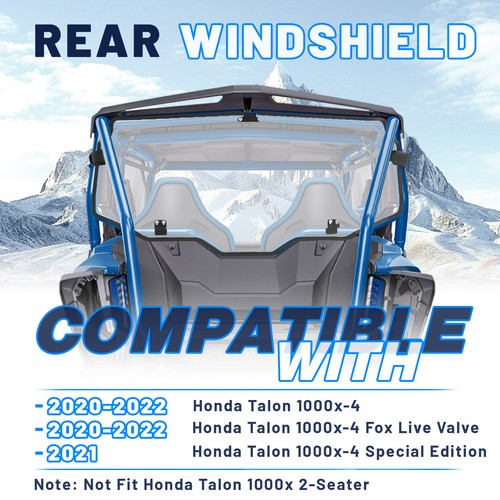 Clear Rear Windshield Back Window for Honda Talon 1000X-4 2020 2021 2022 2023