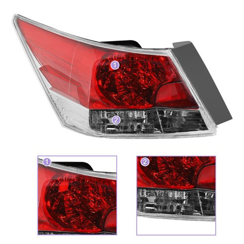 Pair Outer Tail Lights Lamps For 2008-2012 Honda Accord Sedan Left+Right Sides
