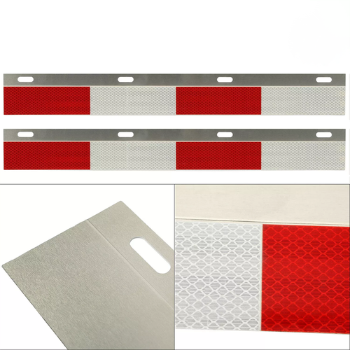 DURAFORCE 2PCS 24" x 3" Aluminum Mud Flap Hanger Top Plates Reflector Strips For Truck
