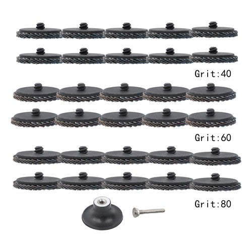 DURAFORCE 30 PCS 2 Inch Mixed Curved Roll Lock Quick Change Sanding Discs 40/60/80 Grit