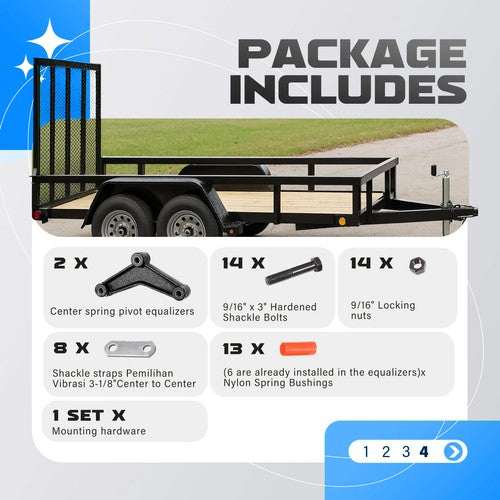 Tandem Trailer Axle Suspension Shackle Kit Heavy Duty for Double Eye Spring