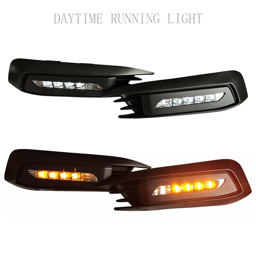 DURAFORCE For 2016-2018 Honda Civic Sedan Front Bumper Lower Grille & DRL Fog Light Lamp