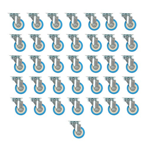DURAFORCE 36 Pack Caster Swivel Plate On Blue Polyurethane Wheels 2" Size Wheels No Brake