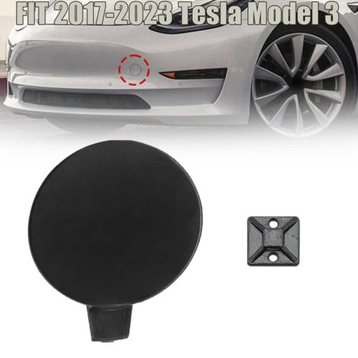 DURAFORCE Black Front Bumper Tow Hook Cover Cap For 2017-2023 Tesla Model 3 108417300E