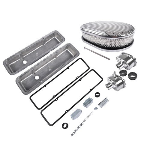 DURAFORCE Polished Valve Cover Breather PCV Valve Air Cleaner For 58-86 SBC Chevy 350 400