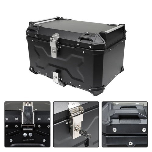 DURAFORCE 65L Black Motorcycle Tour Tail Box With Security Lock Waterproof Top Case