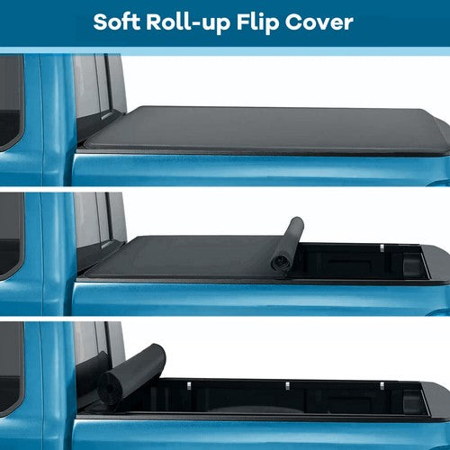 Soft Roll Up 5.8 FT Tonneau Cover with Light for GMC Sierra Silverado 1500 2007-2025