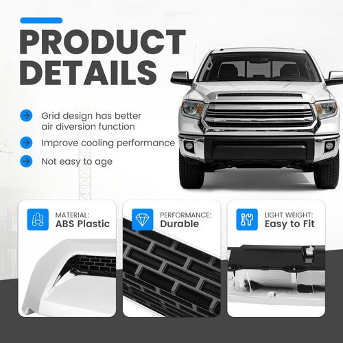 Chrome Front Upper Hood Bulge Molding Grille Trim for Toyota Tundra 2014-2021
