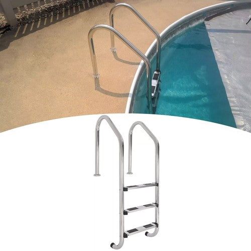 DURAFORCE 3-Step Stainless Steel Swimming Pool Stairs w/ Non-Slip Footstep For In-Ground