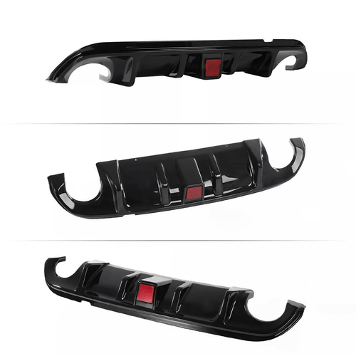DURAFORCE For 2014-2017 Infiniti Q50 Glossy Black Rear Bumper Diffuser W/ LED Brake Light