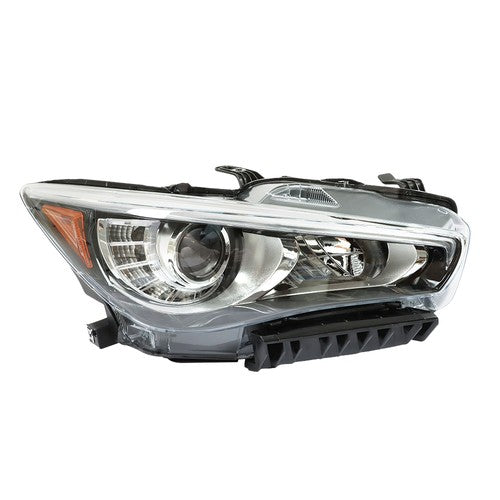 DURAFORCE Chrome Clear Front Headlight Right/RH Fit For Infiniti Q50 2014-2017 LED w/o AFS